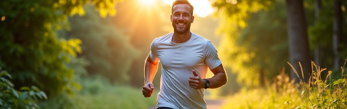 Uomo sano e attivo in un ambiente naturale che trasmette energia e vitalità